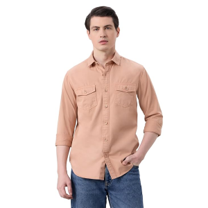 Men Long Sleeve Casual Cotton Twill Shirt