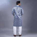 Mens Silver Shade Kurta Pajama Sherwani Set