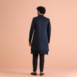 Men's Silk Blend Embroidered Sherwani Set