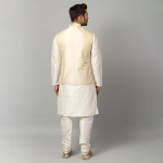 Men's Silk Blend Kurta Pyjama with Stylish Embroidered Ethnic Jacket