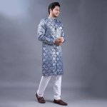 Mens Silver Shade Kurta Pajama Sherwani Set