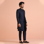 Men's Silk Blend Embroidered Sherwani Set