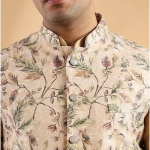 Mens Traditional Ethnic Printed Jacquard Jacket with Kurta Pant Set